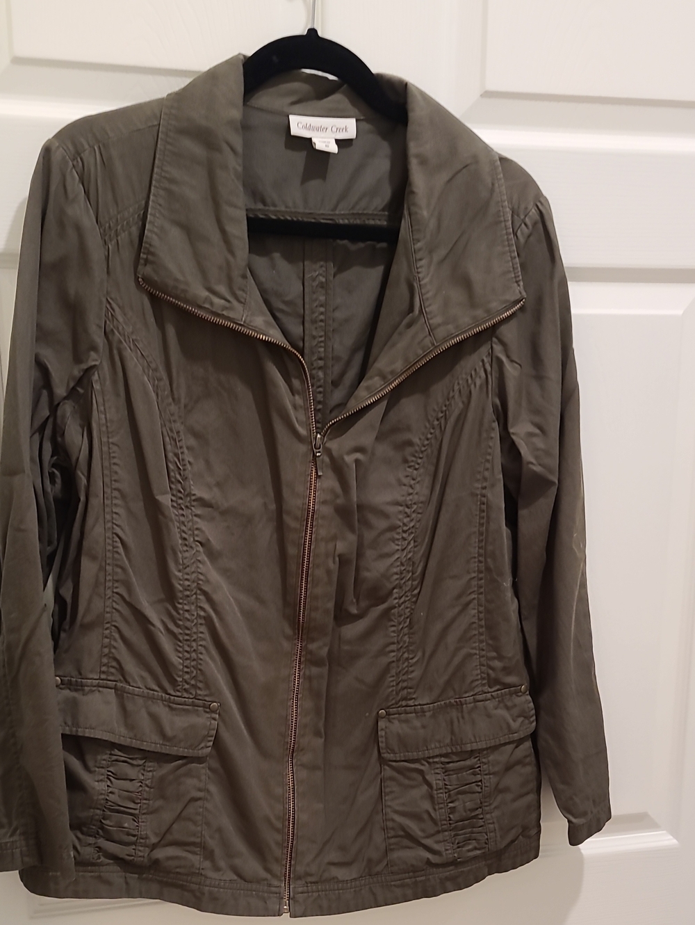 Coldwater Creek Olive Green Utility Jacket with Zipper